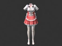 Cute maid costume 3d model preview