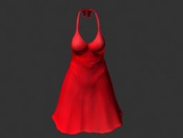 Red evening dress 3d model preview