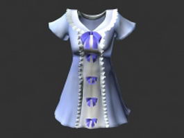 Cute light blue dress 3d model preview