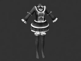 European traditional dress 3d model preview
