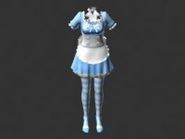 Cute maidservant clothing 3d model preview