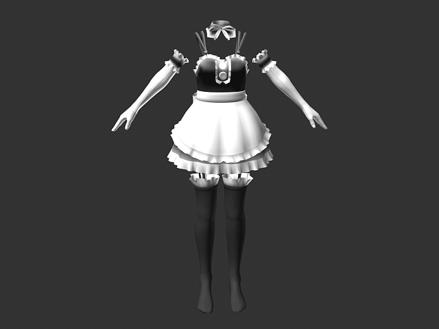 Anime maid dress outfits 3d rendering