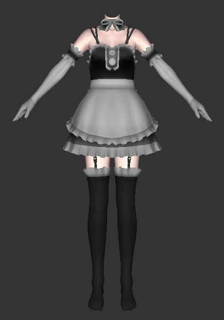 Anime maid dress outfits 3d rendering