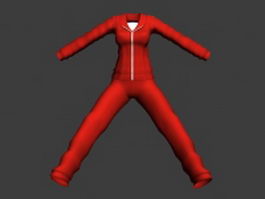 Red sportswear suit for women 3d preview