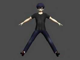 Teen boy in casual clothes 3d model preview