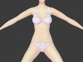Floral bra and panty set 3d preview