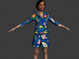 Middleaged woman in T-pose 3d model preview
