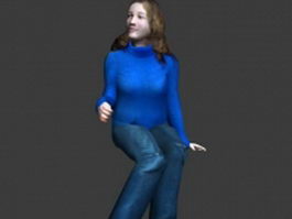 Happy white woman 3d model preview