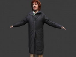 Middle aged woman in winter clothing 3d model preview