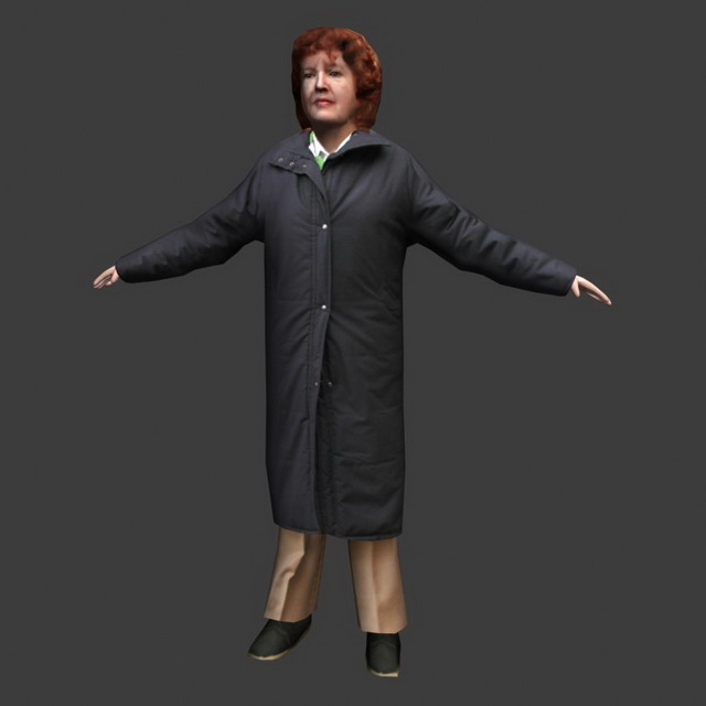 Middle aged woman in winter clothing 3d rendering