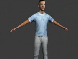 Young man in T pose 3d model preview