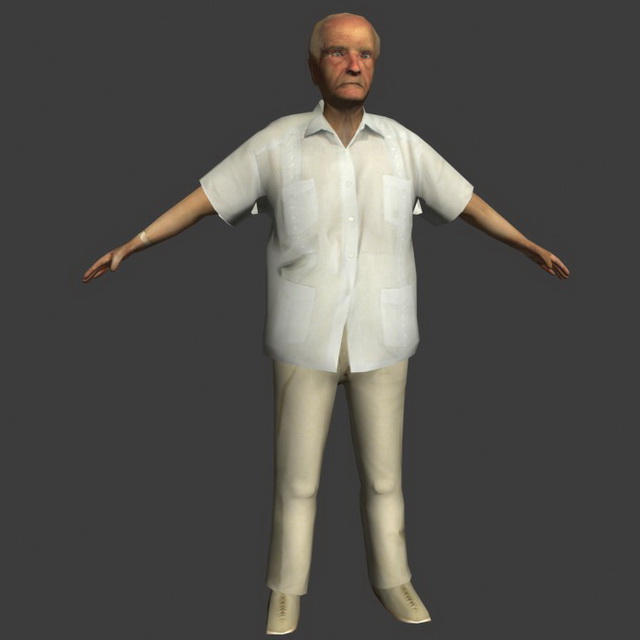 Old man posture 3d rendering