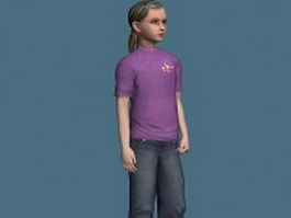 Teenage girl standing 3d model preview