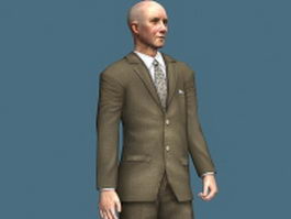 Old businessman standing 3d model preview