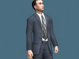 Young businessman in standing pose 3d model preview