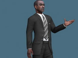 African businessman rigged 3d model preview