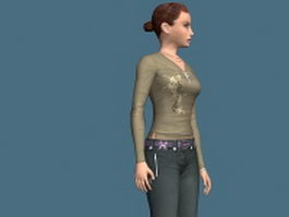Sportive woman rigged 3d model preview