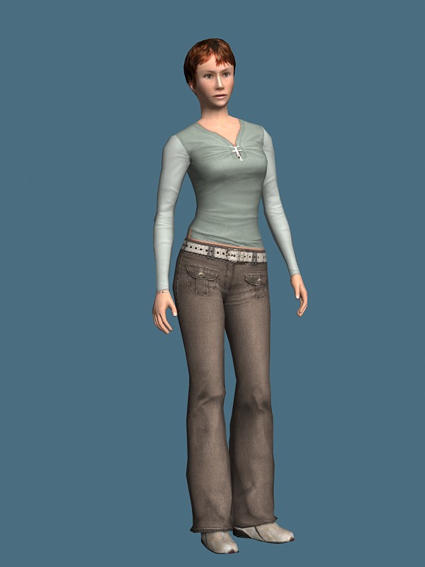 Sportive woman standing rigged 3d rendering