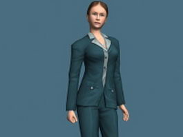 Modern business lady rigged 3d model preview