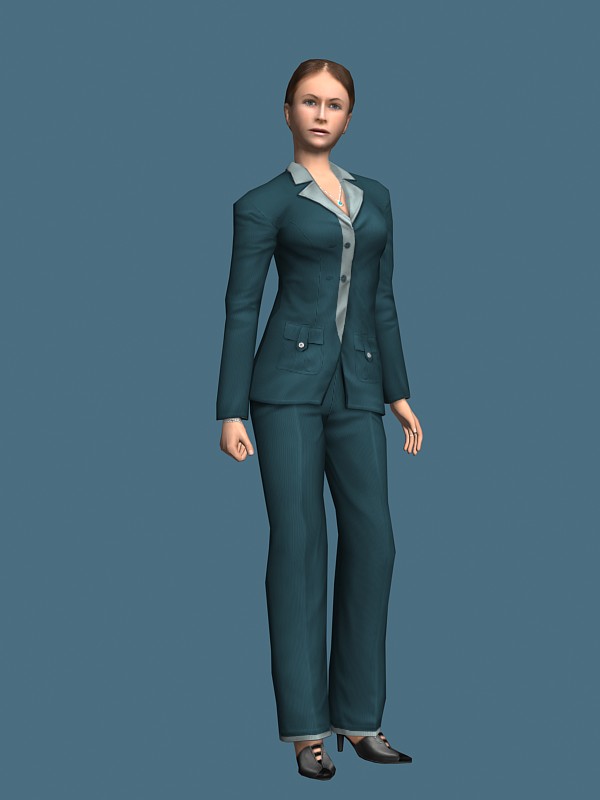 Modern business lady rigged 3d rendering