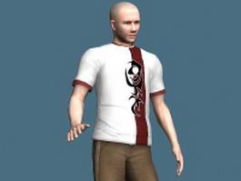 Sportive young man rigged 3d model preview
