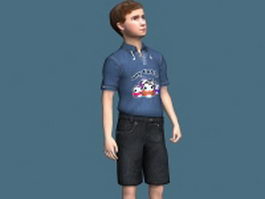 Teen boy standing rigged 3d model preview