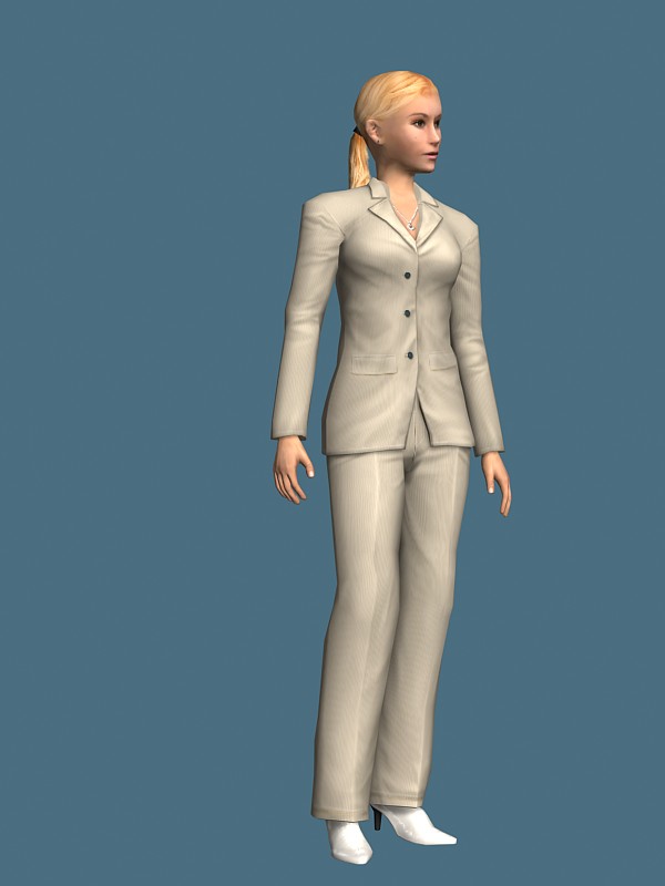 Blonde business woman rigged 3d rendering