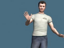 Casual man standing & rigged 3d model preview