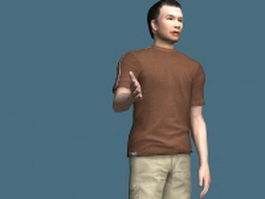 Asian man standing & rigged 3d model preview