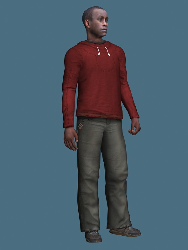 Sports African man rigged 3d model 3ds max Maya files free 