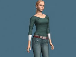 Blonde woman rigged 3d model preview