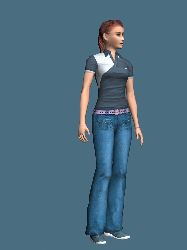 Slim girl rigged 3d rendering