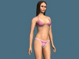 Slim woman body rigged 3d model preview