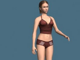 Underwear woman rigged 3d model preview