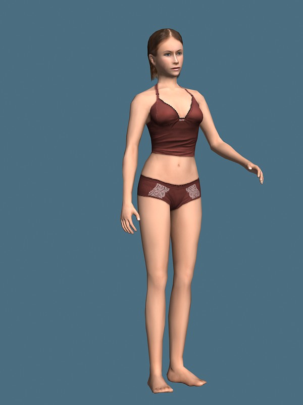 Underwear woman rigged 3d rendering