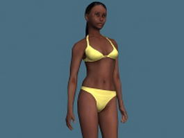 Bikini African woman rigged 3d model preview