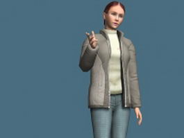 Jacket woman rigged 3d model preview