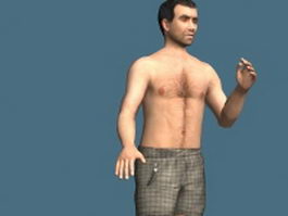 Shirtless man rigged 3d model preview