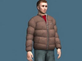 Man in winter jacket 3d model preview
