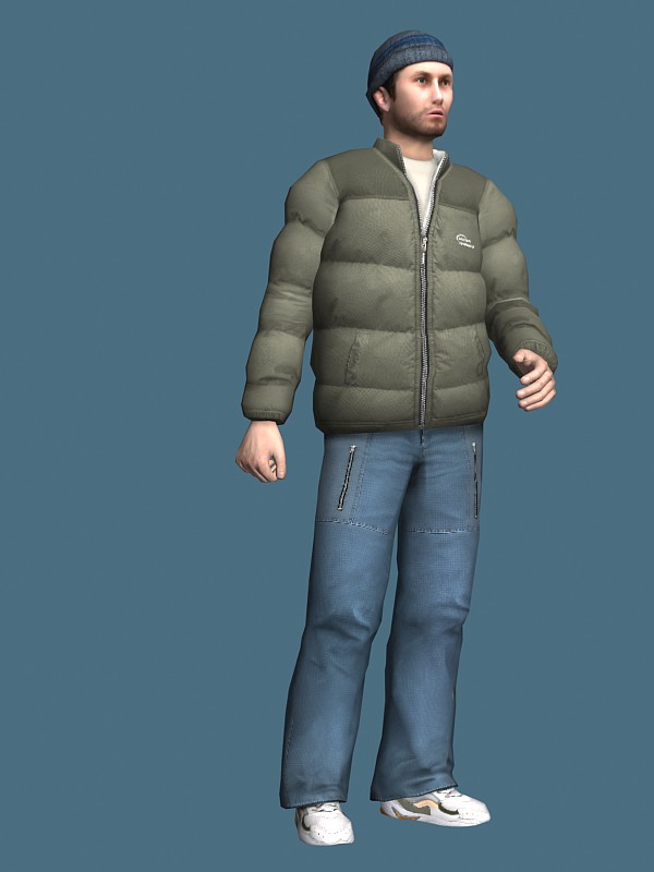 Young man posing in winter 3d rendering