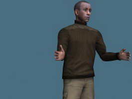 Black man standing & rigged 3d model preview