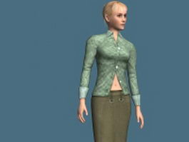 Casual blonde woman 3d model preview