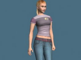 Casual girl 3d model preview