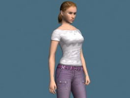 Young girl rigged 3d model preview