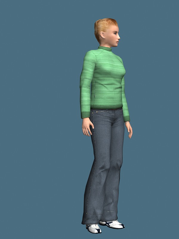 Smart casual lady rigged 3d rendering
