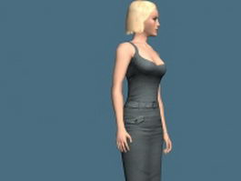 Hot woman in dress 3d model preview