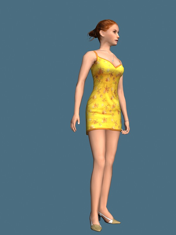 Hot girl standing & rigged 3d rendering