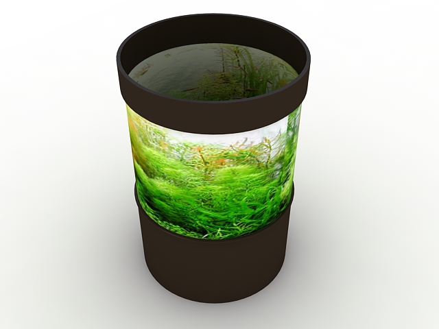 Small cylinder aquarium 3d rendering