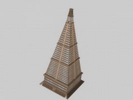 Modern pyramid building 3d model preview