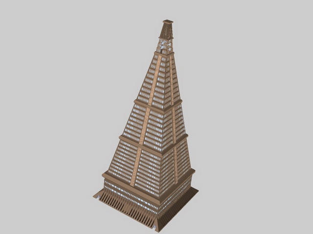 Modern pyramid building 3d rendering